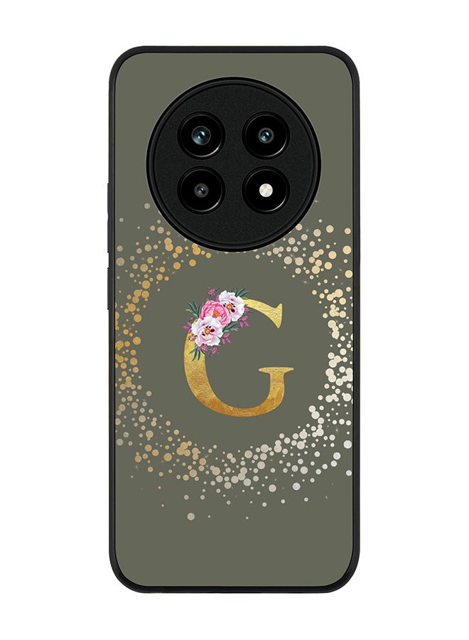 For Realme 13 Pro / 13 Pro+ Case,Slim fit Camera Protection, Shockproof Thin Phone cover  - Custom Monogram Floral - G  (Olive Green )